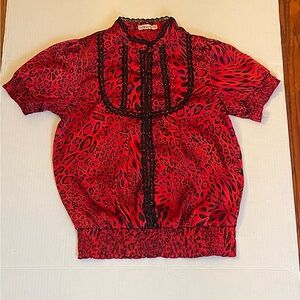 Forever 21 Red and Black Leopard Print Blouse